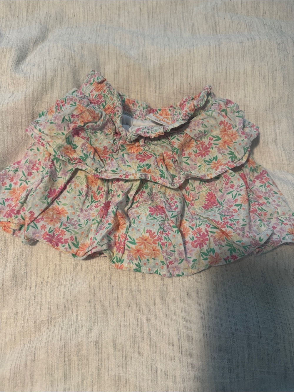 jumping beans Floral Ruffle Top in Pink, Orange & Green